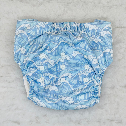 Sustainable Sprinkles Blue Ocean Waves Side-Snap Cloth Trainer