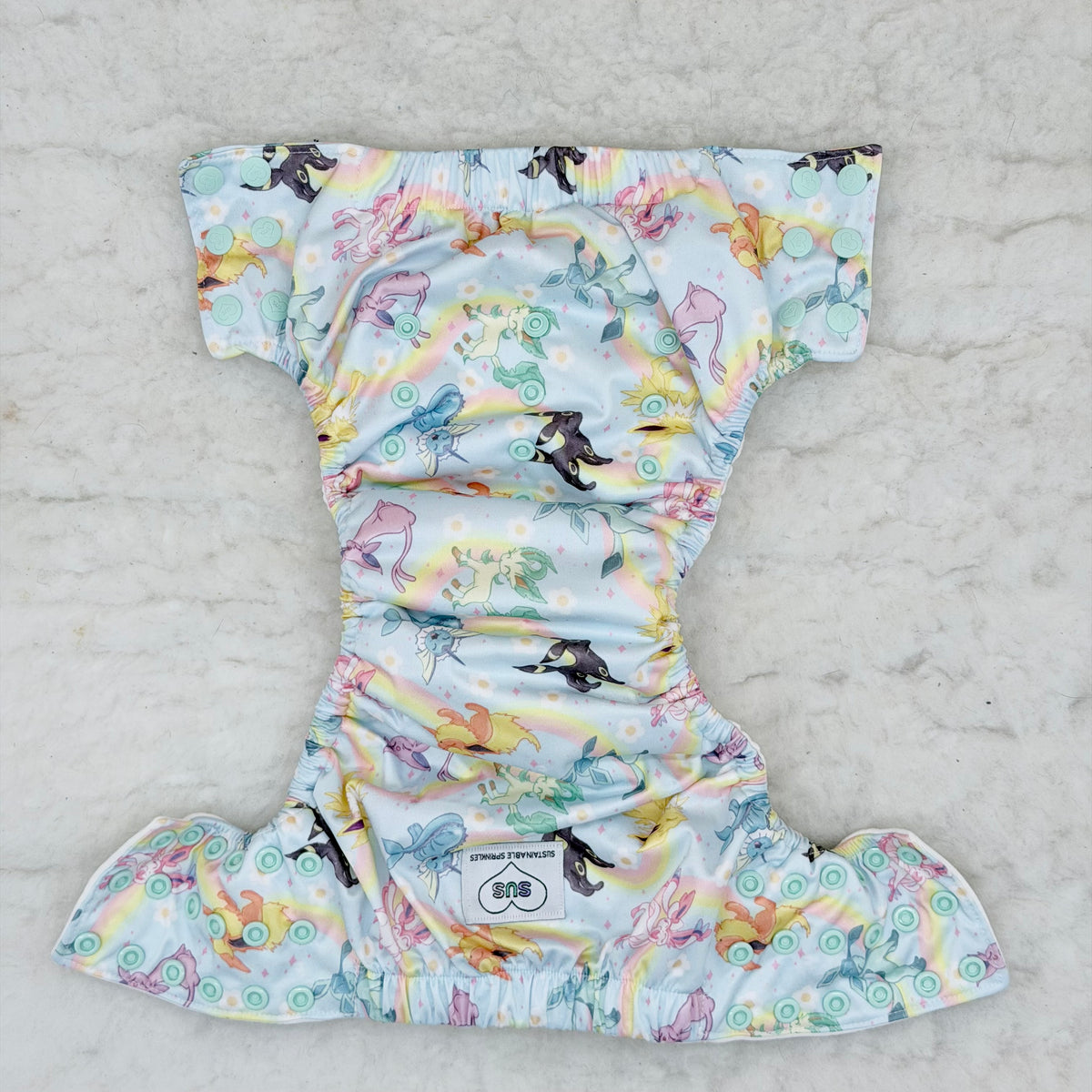 Sustainable Sprinkles Pastel Rainbow Critters Side-Snap Cloth Trainer