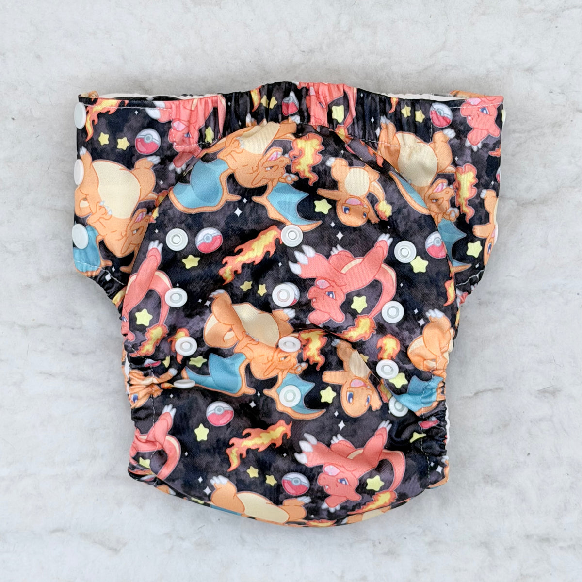 Sustainable Sprinkles Black Fire Dragons Side-Snap Cloth Trainer