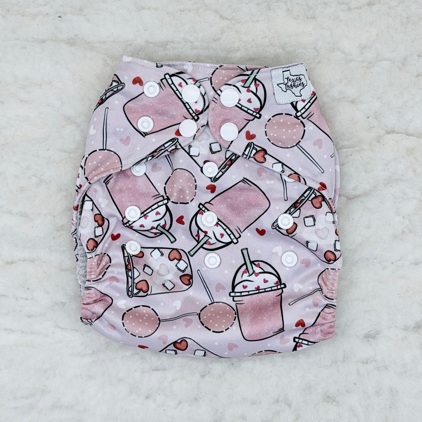 Texas Tushies Hearts Coffee Desserts AWJ Pocket Diaper