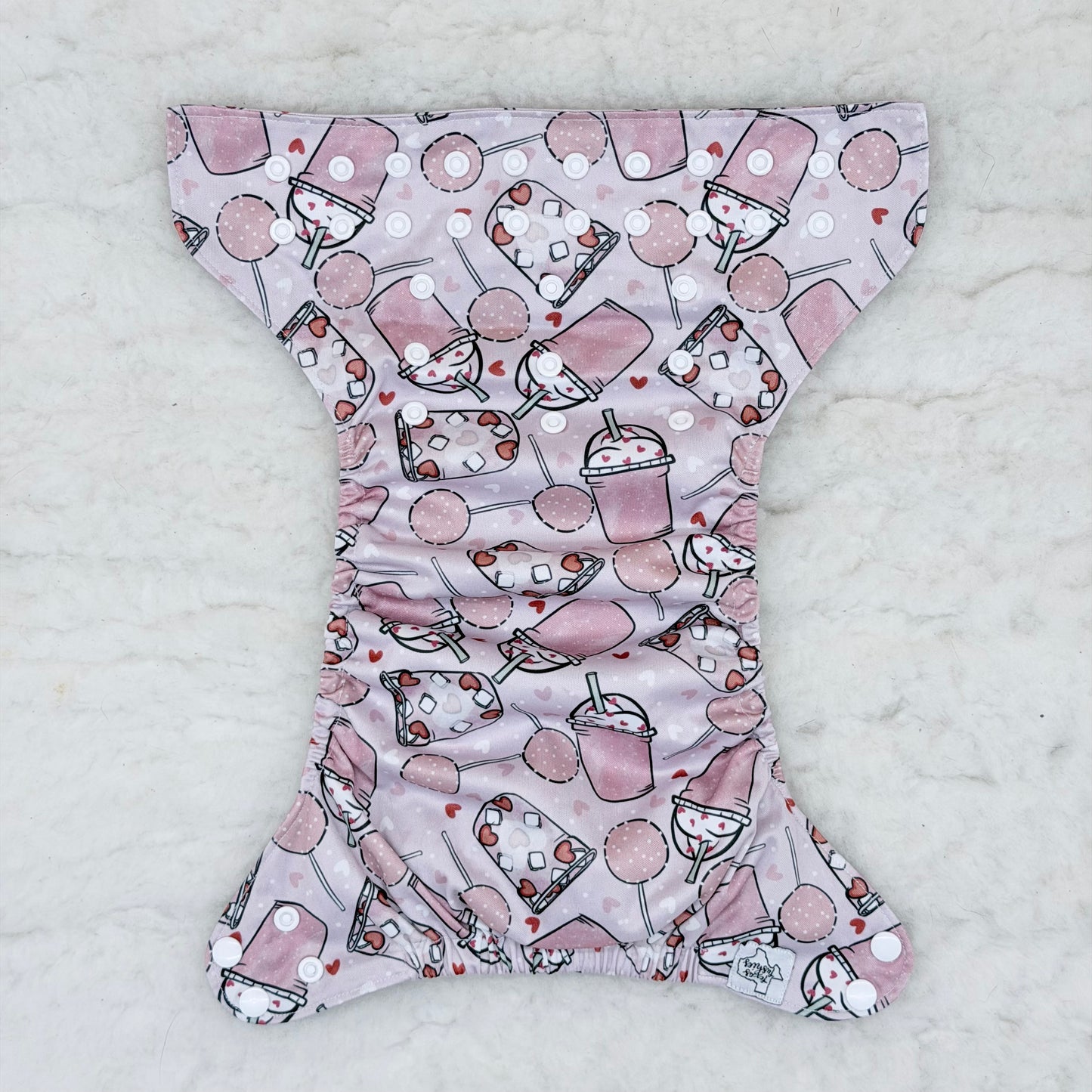 Texas Tushies Hearts Coffee Desserts AWJ Pocket Diaper