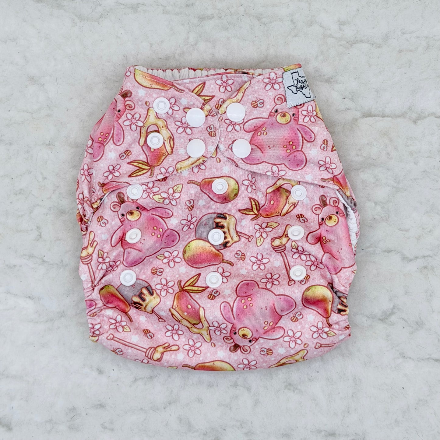 Texas Tushies Pink Honey Bear AWJ Pocket Diaper