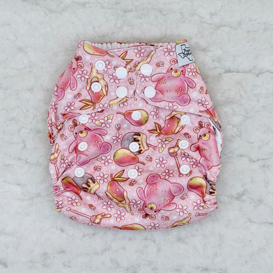 Texas Tushies Pink Honey Bear AWJ Pocket Diaper