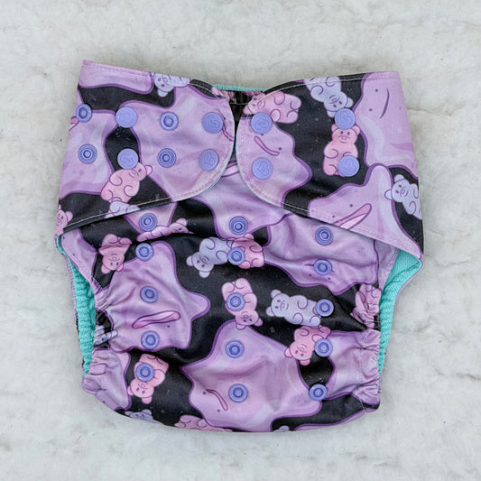 Sustainable Sprinkles Purple Blobs and Gummy Bears AWJ Pocket Diaper