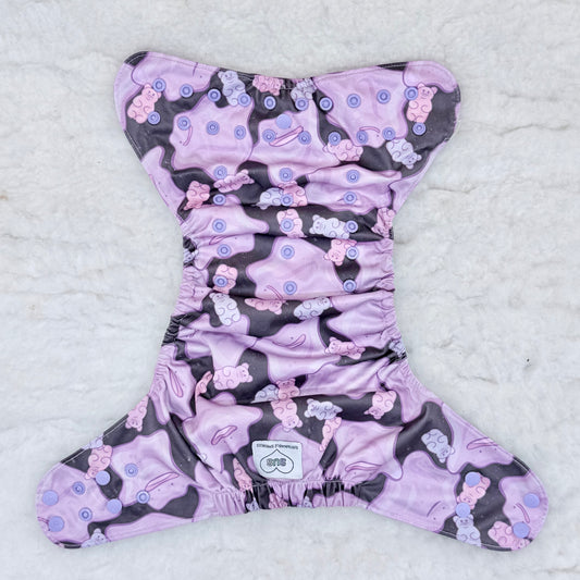 Sustainable Sprinkles Purple Blobs and Gummy Bears AWJ Pocket Diaper