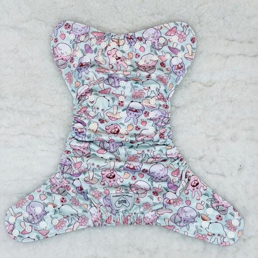 Sustainable Sprinkles Mint Pink Mushroom Forest Spirits AWJ Pocket Diaper