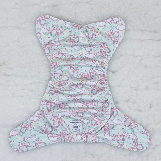Sustainable Sprinkles Mint Pink Kitty Clouds AWJ Pocket Diaper