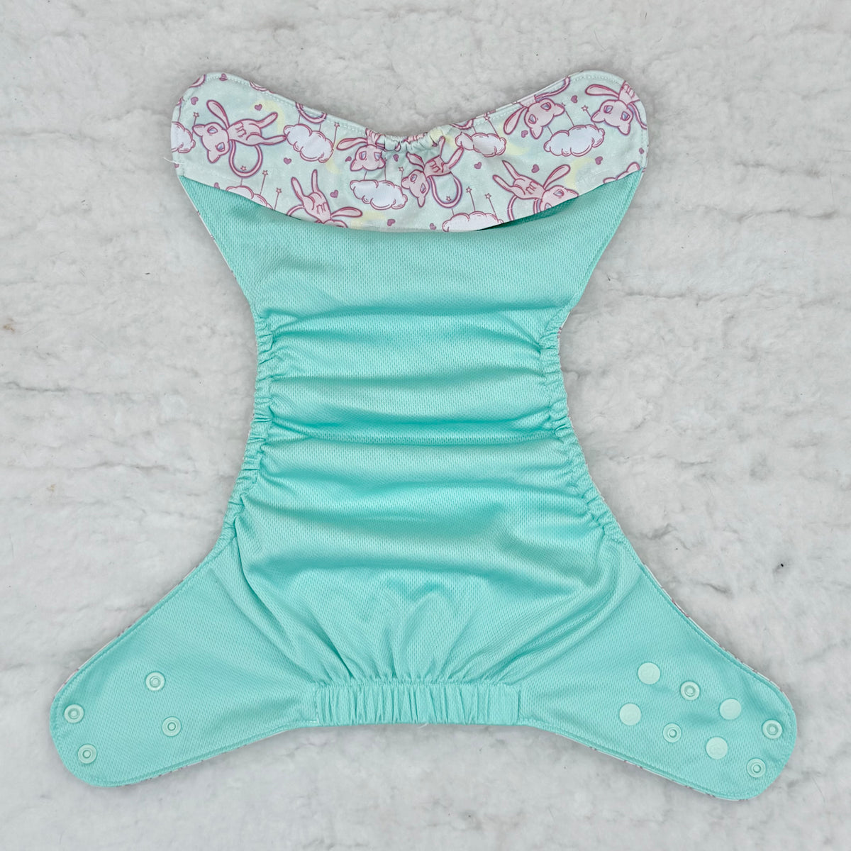 Sustainable Sprinkles Mint Pink Kitty Clouds AWJ Pocket Diaper