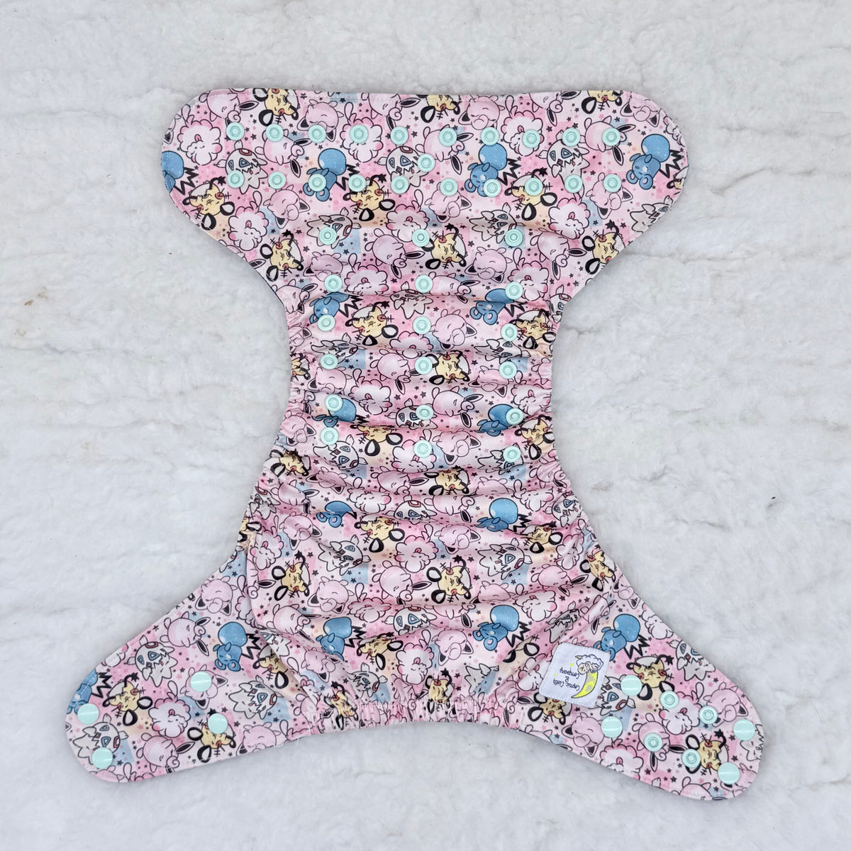Cosmic Cloth & Company Pink Pastel Sleepy Critters AWJ Pocket Diaper