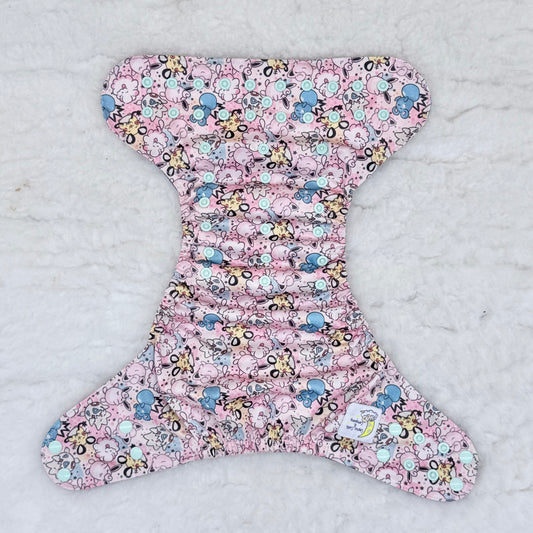 Cosmic Cloth & Company Pink Pastel Sleepy Critters AWJ Pocket Diaper