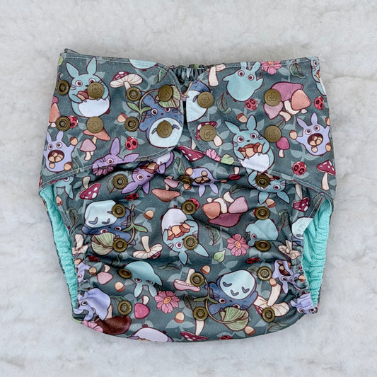 Sustainable Sprinkles Gray Mushroom Forest Friends AWJ Pocket Diaper