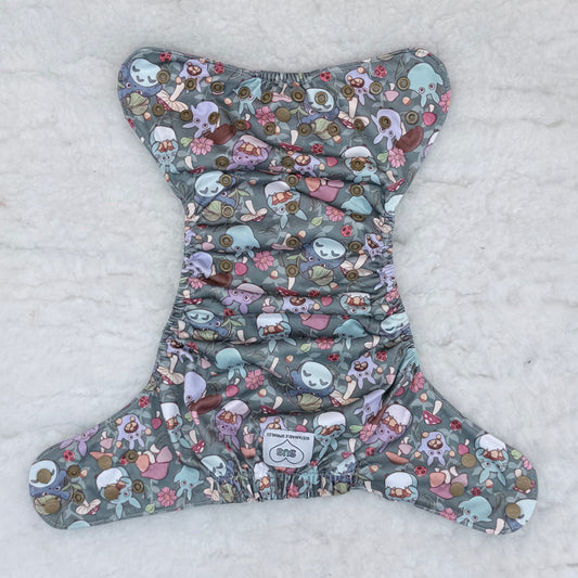Sustainable Sprinkles Gray Mushroom Forest Friends AWJ Pocket Diaper