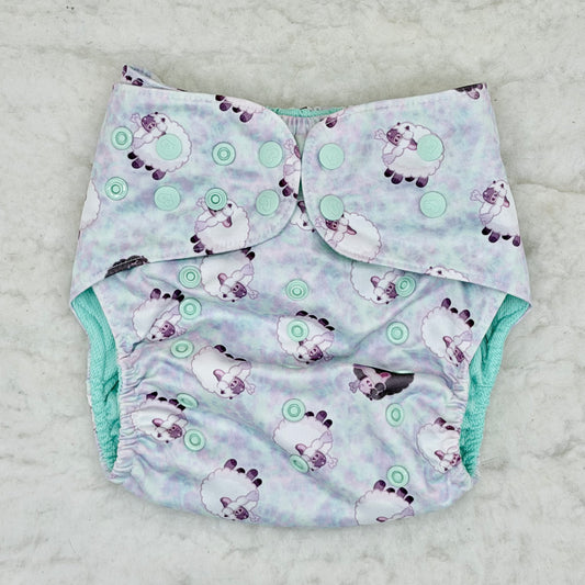 Sustainable Sprinkles Lavender Tie-Dye Sleepy Sheep AWJ Pocket Diaper