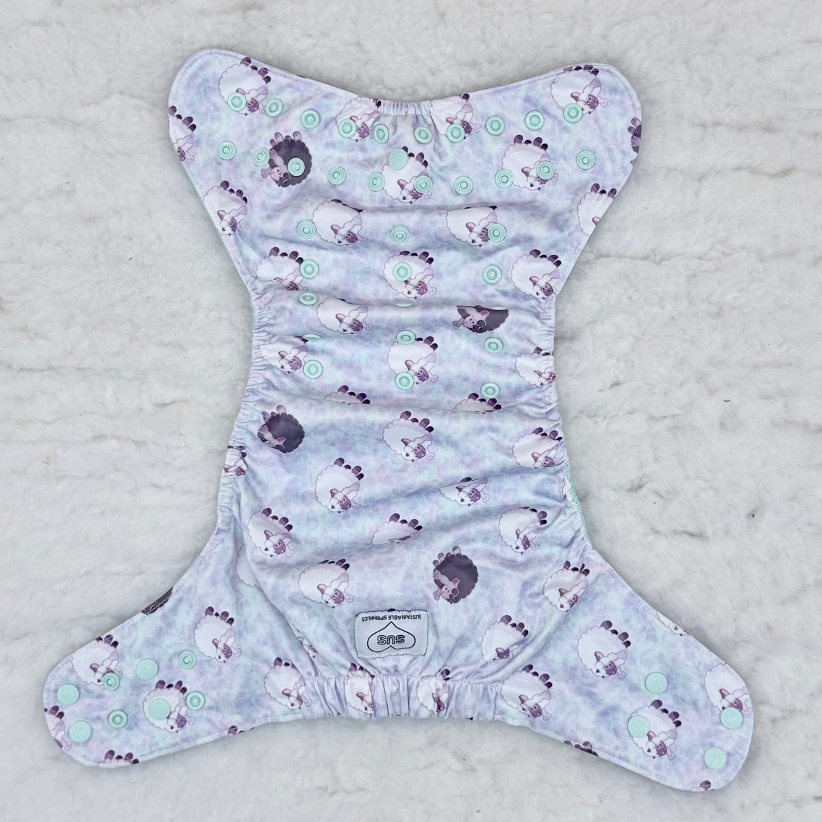 Sustainable Sprinkles Lavender Tie-Dye Sleepy Sheep AWJ Pocket Diaper