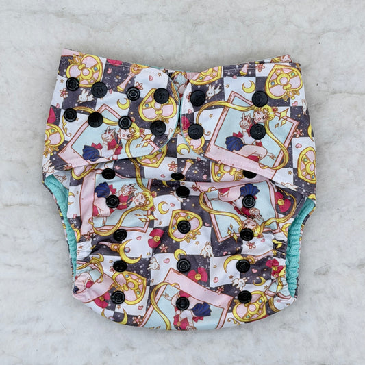 Sustainable Sprinkles Sailor Moon Checkerboard Anime AWJ Pocket Diaper