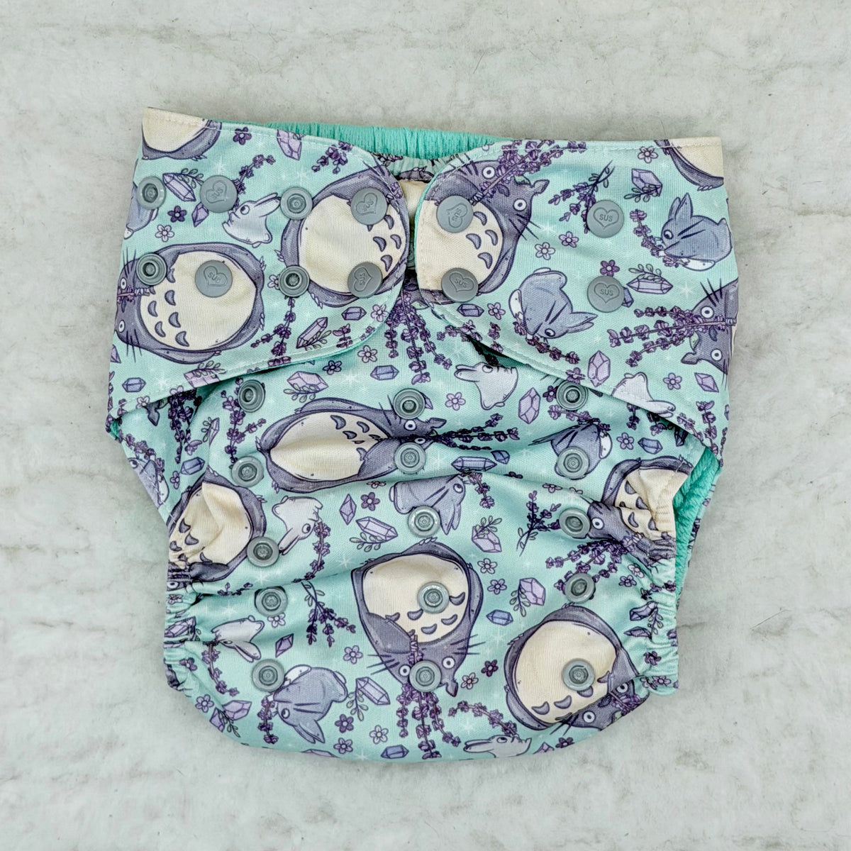 Sustainable Sprinkles Mint Lavender and Crystals Forest Friend AWJ Pocket Diaper