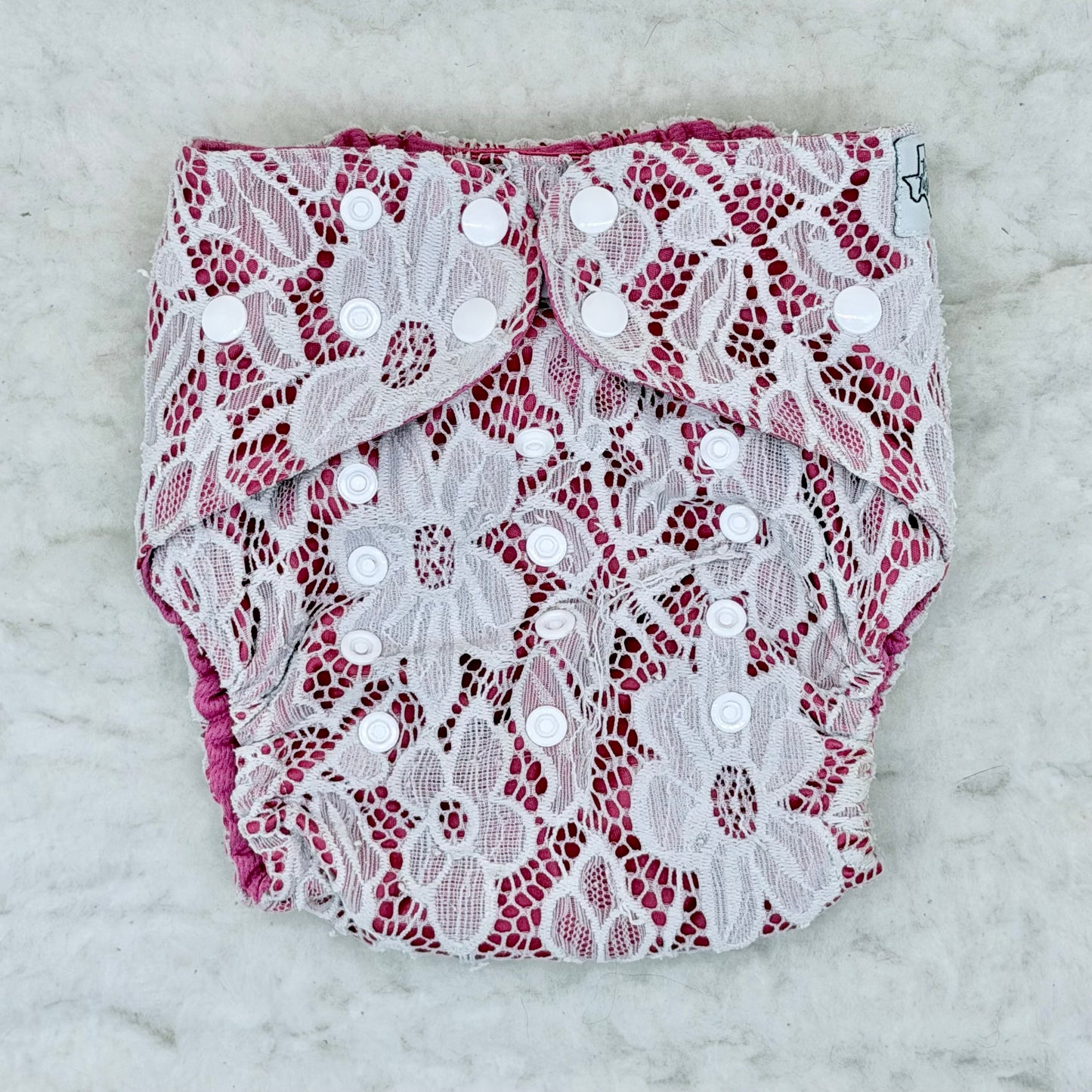 Texas Tushies Lace Overlay Pink AWJ Pocket Diaper - Imperfect