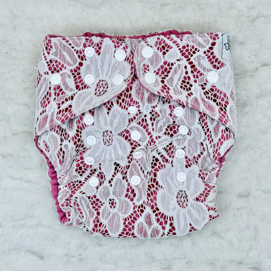 Texas Tushies Lace Overlay Pink AWJ Pocket Diaper - Imperfect