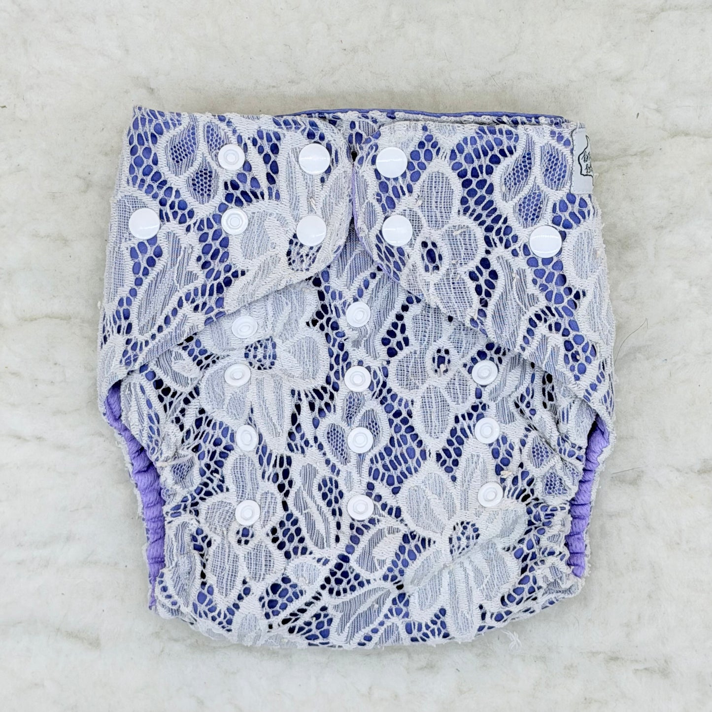 Texas Tushies Lace Overlay Purple AWJ Pocket Diaper - Imperfect