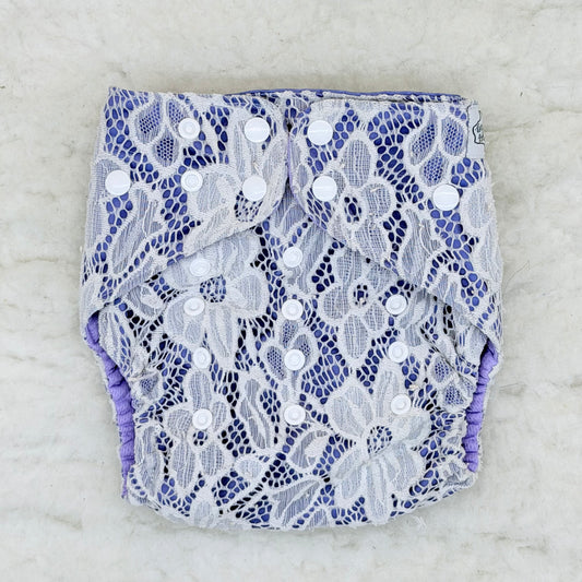 Texas Tushies Lace Overlay Purple AWJ Pocket Diaper - Imperfect