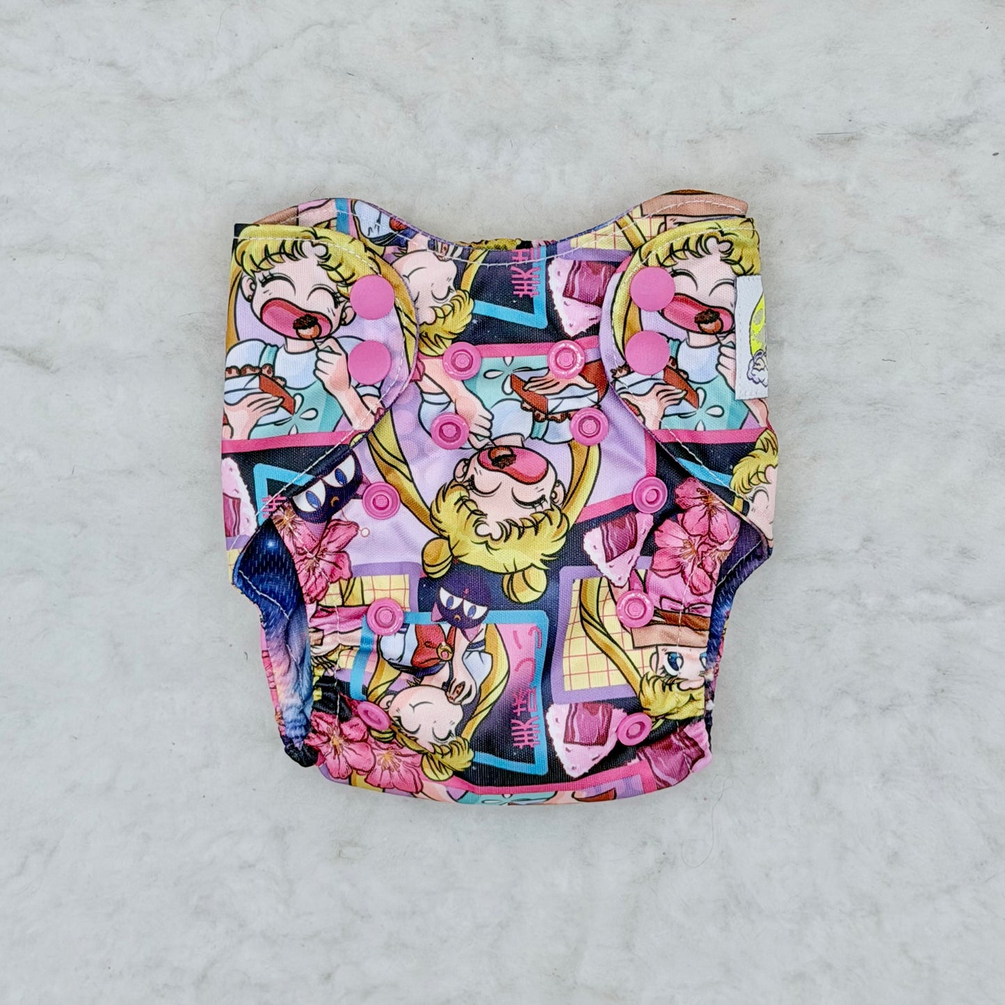Cosmic Cloth & Company Sailor Moon Anime Newborn All-in-One Diaper with Pocket - Brand New