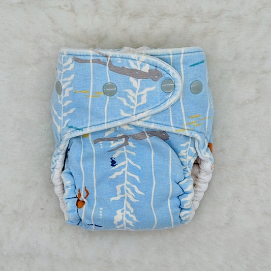 Blue Ocean Kelp Fitted Cloth Diaper - Stained