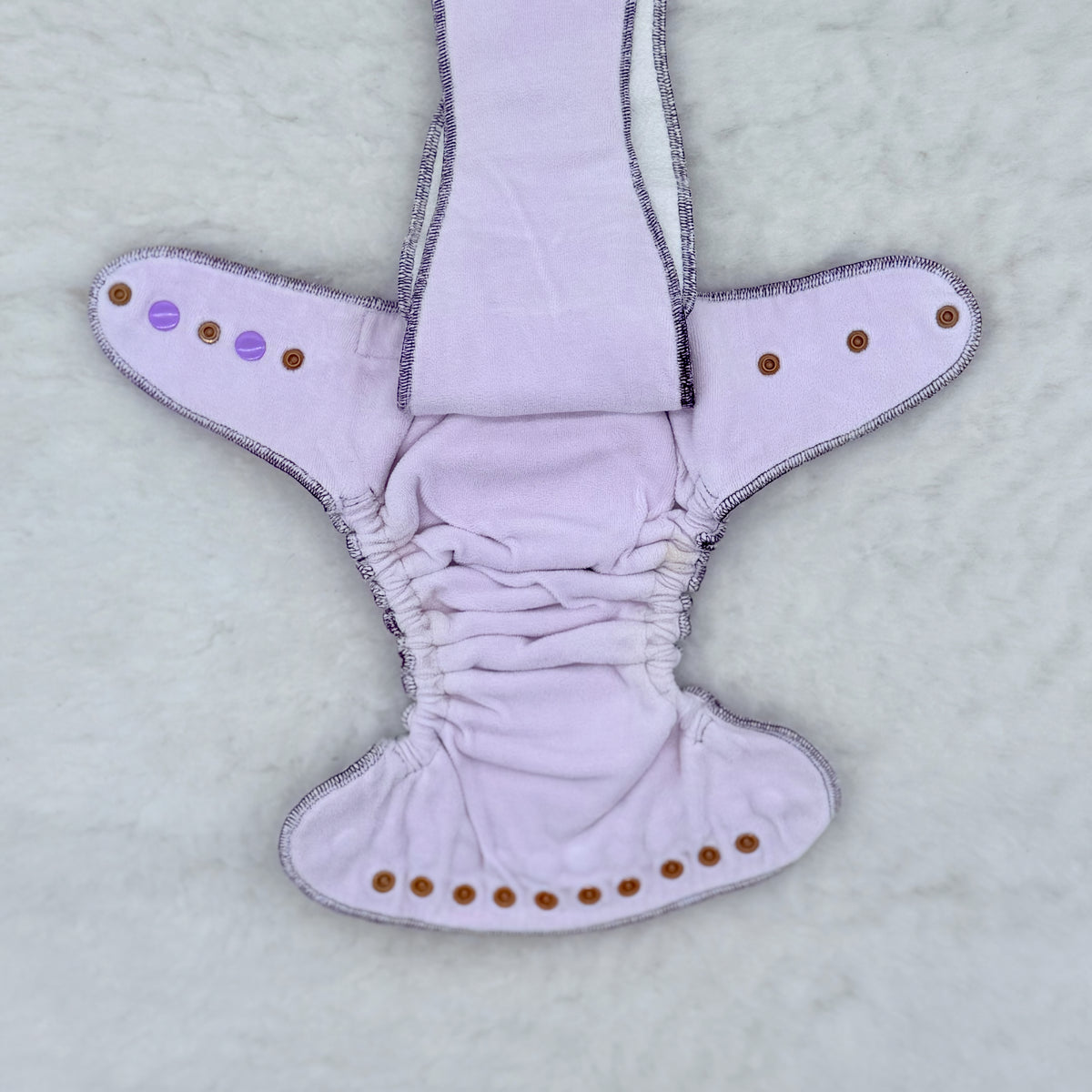 Purple Gold Foil Floral Fitted Cloth Diaper - Stained