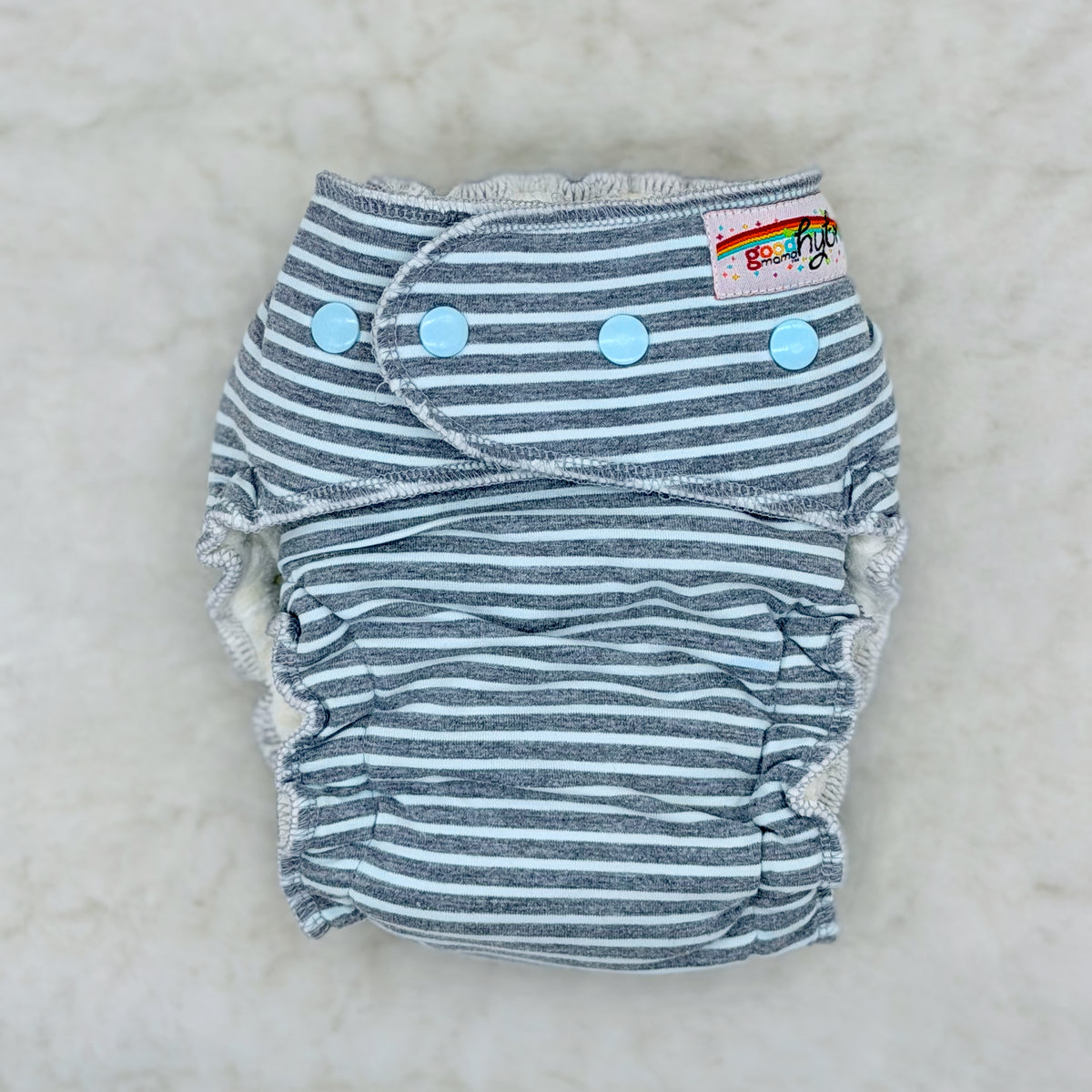 Good Mama Hybrid Gray Stripe Fitted Cloth Diaper