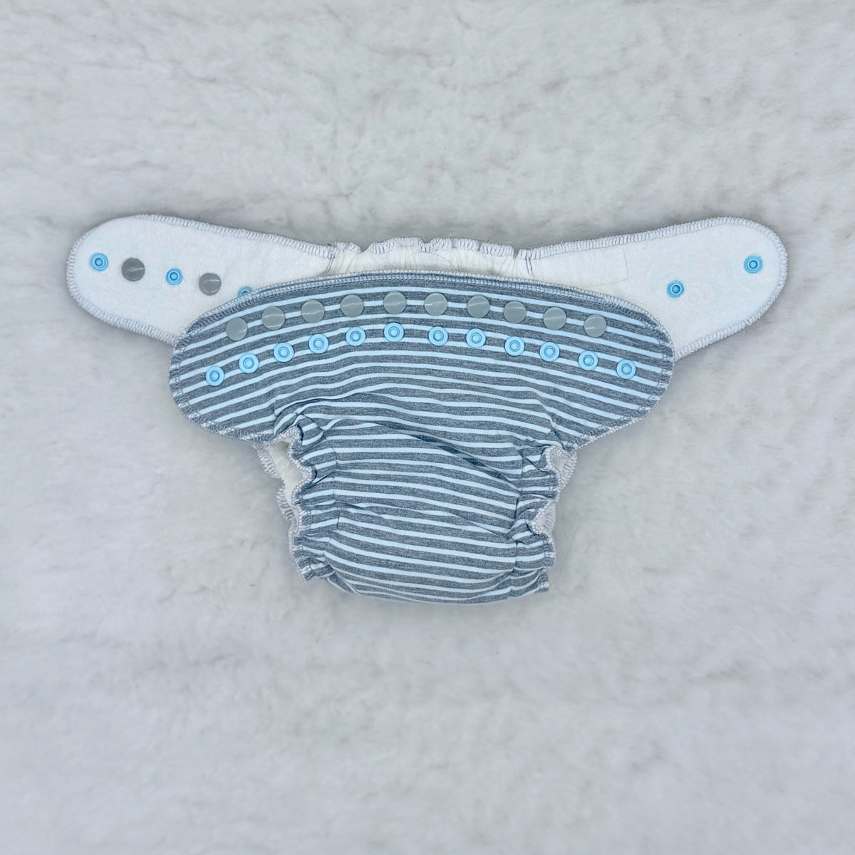 Good Mama Hybrid Gray Stripe Fitted Cloth Diaper