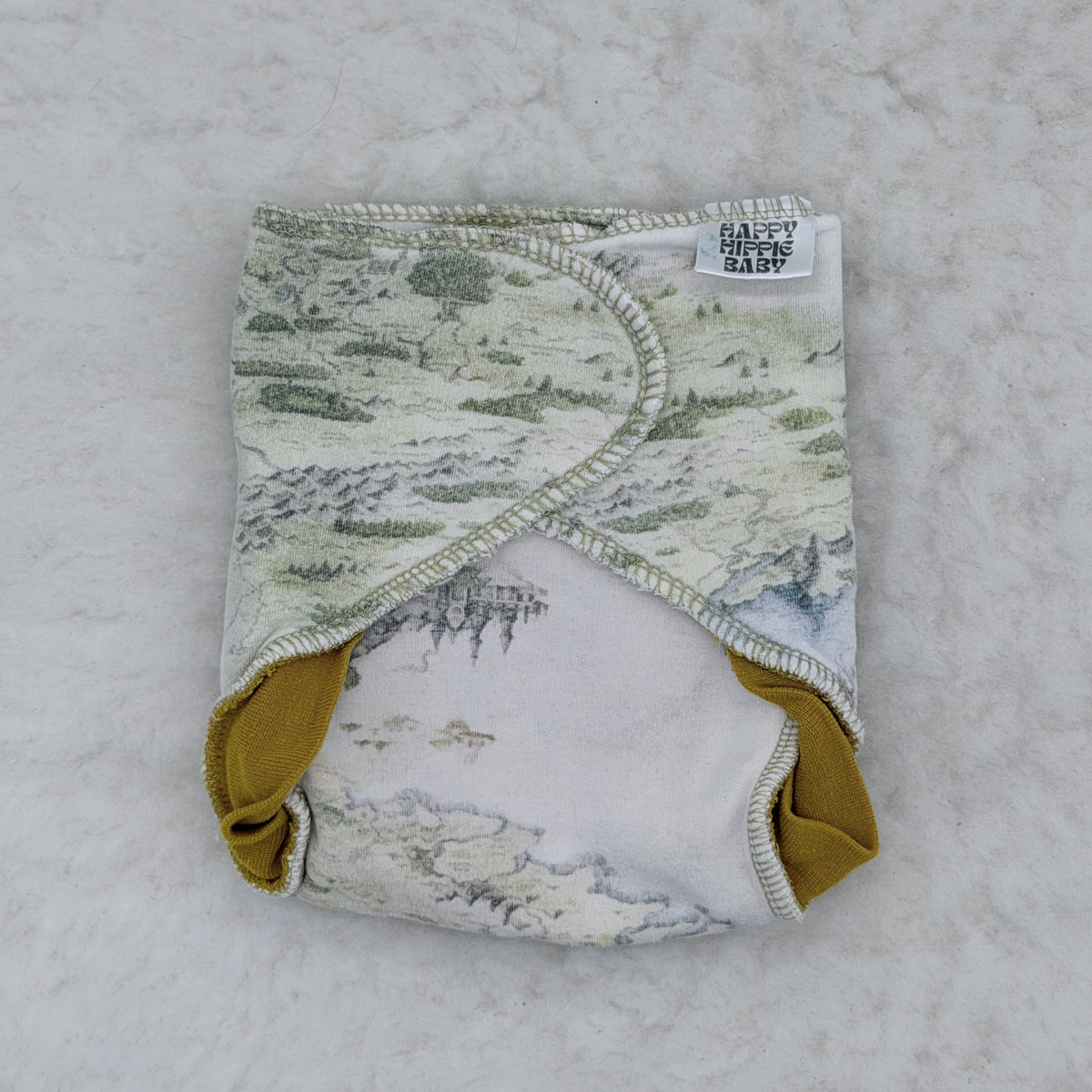 Happy Hippie Baby Vintage Map Wrap Nappie Cloth Diaper - Stained
