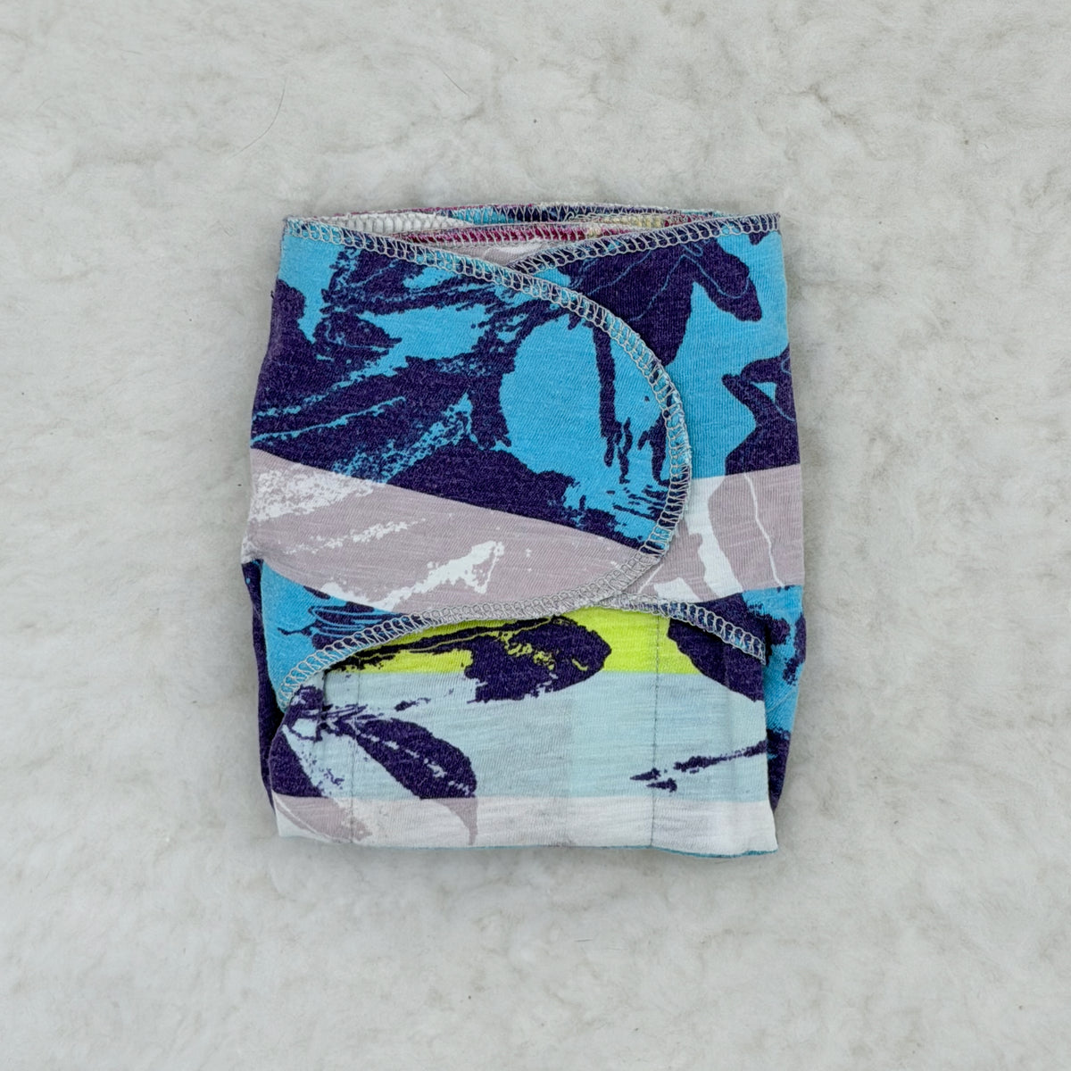 Wally's Daughter Creations Blue Floral Newborn Preflat Cloth Diaper