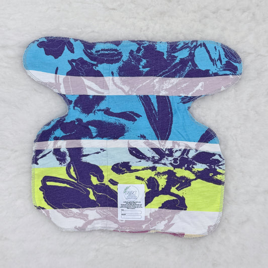 Wally's Daughter Creations Blue Floral Newborn Preflat Cloth Diaper