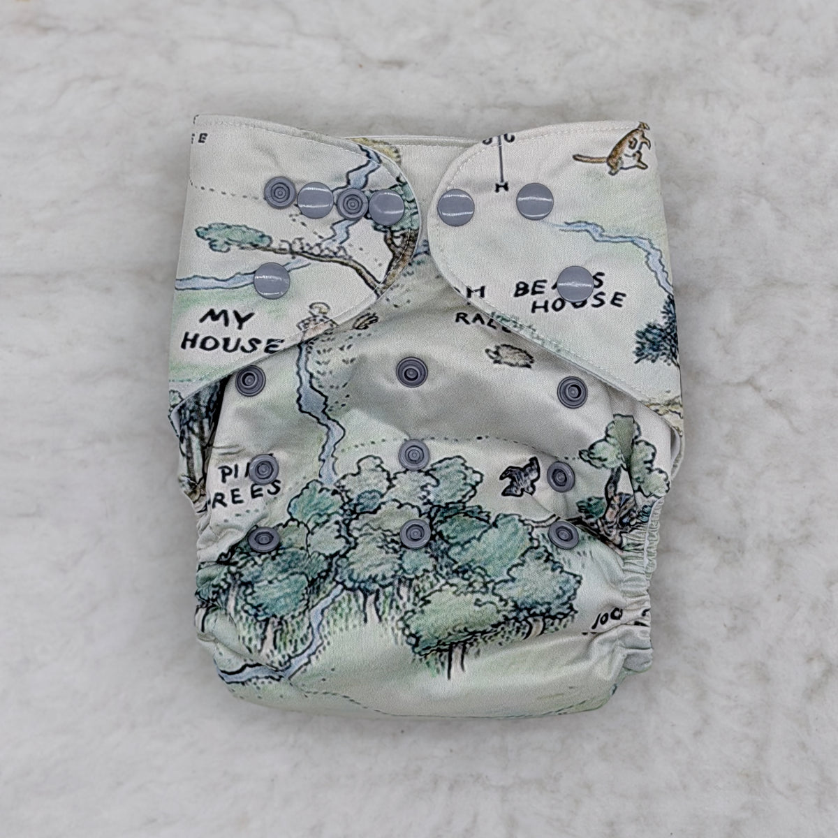 K&A Designs Hundred Acre Wood Map All-in-One Cloth Diaper