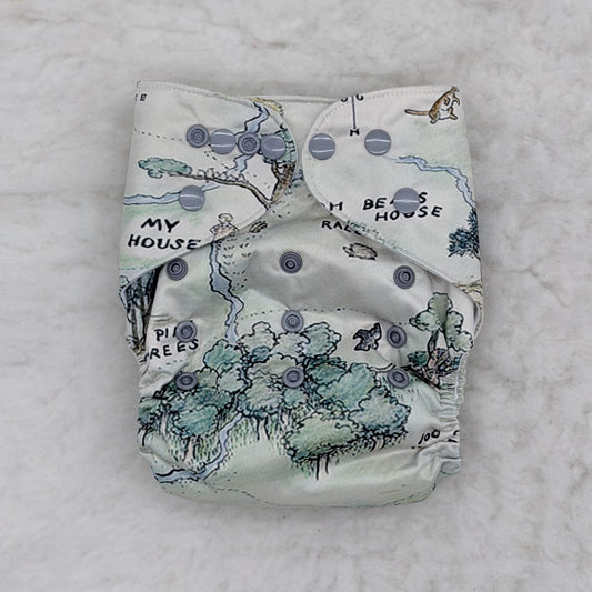 K&A Designs Hundred Acre Wood Map All-in-One Cloth Diaper