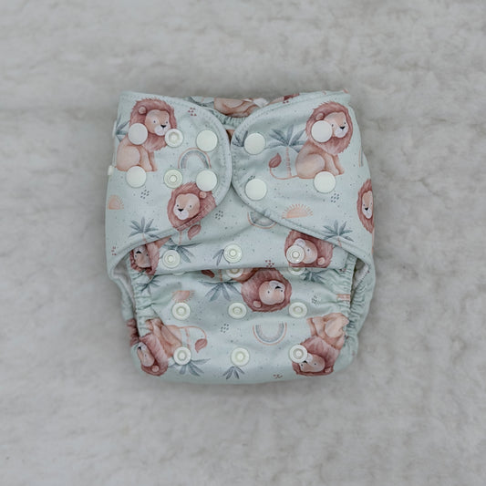 Bray Cloth Co Sage Lions Rainbow All-in-One Cloth Diaper - Stained