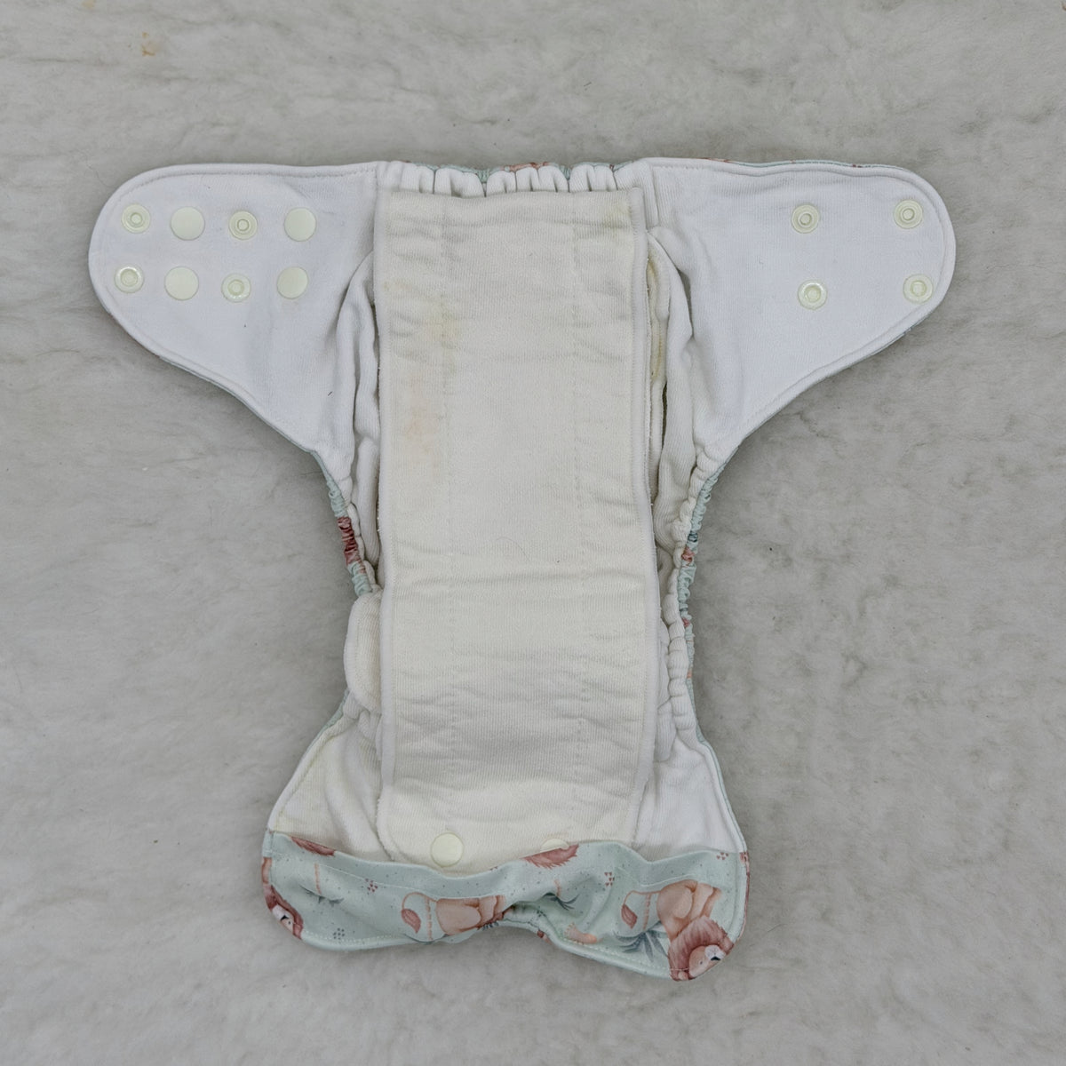 Bray Cloth Co Sage Lions Rainbow All-in-One Cloth Diaper - Stained