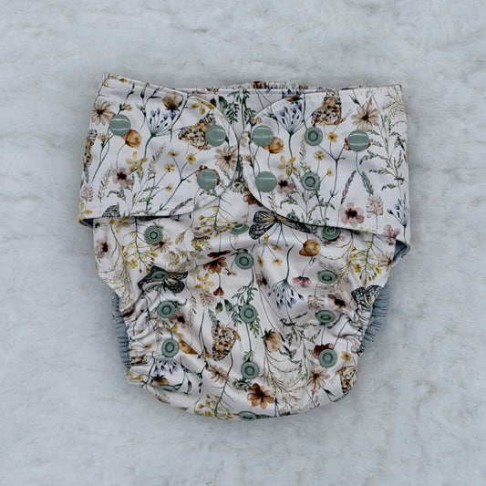 Emerald Cloth Co Wildflower Butterfly AWJ Pocket Diaper - Imperfect