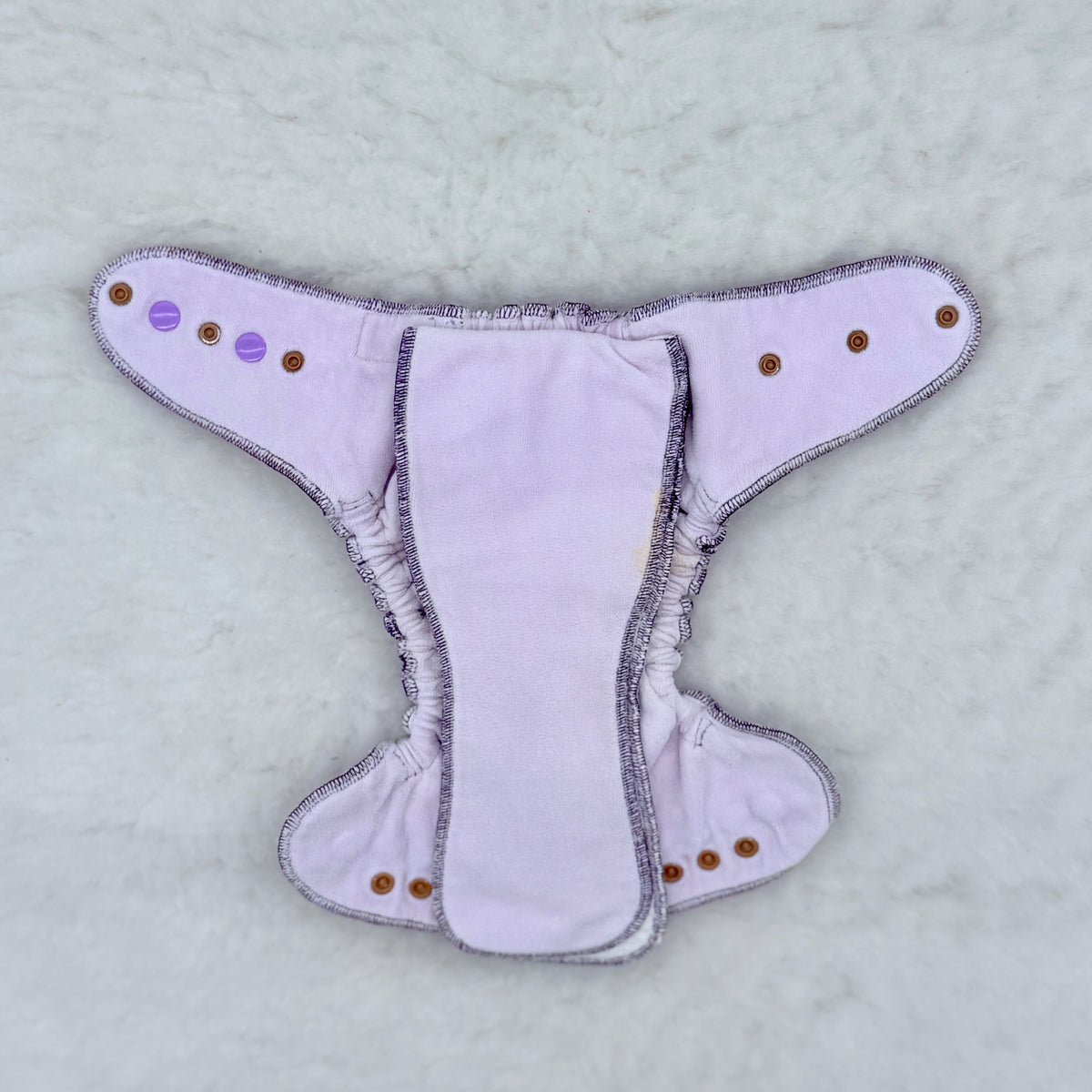 Purple Gold Foil Floral Fitted Cloth Diaper - Stained