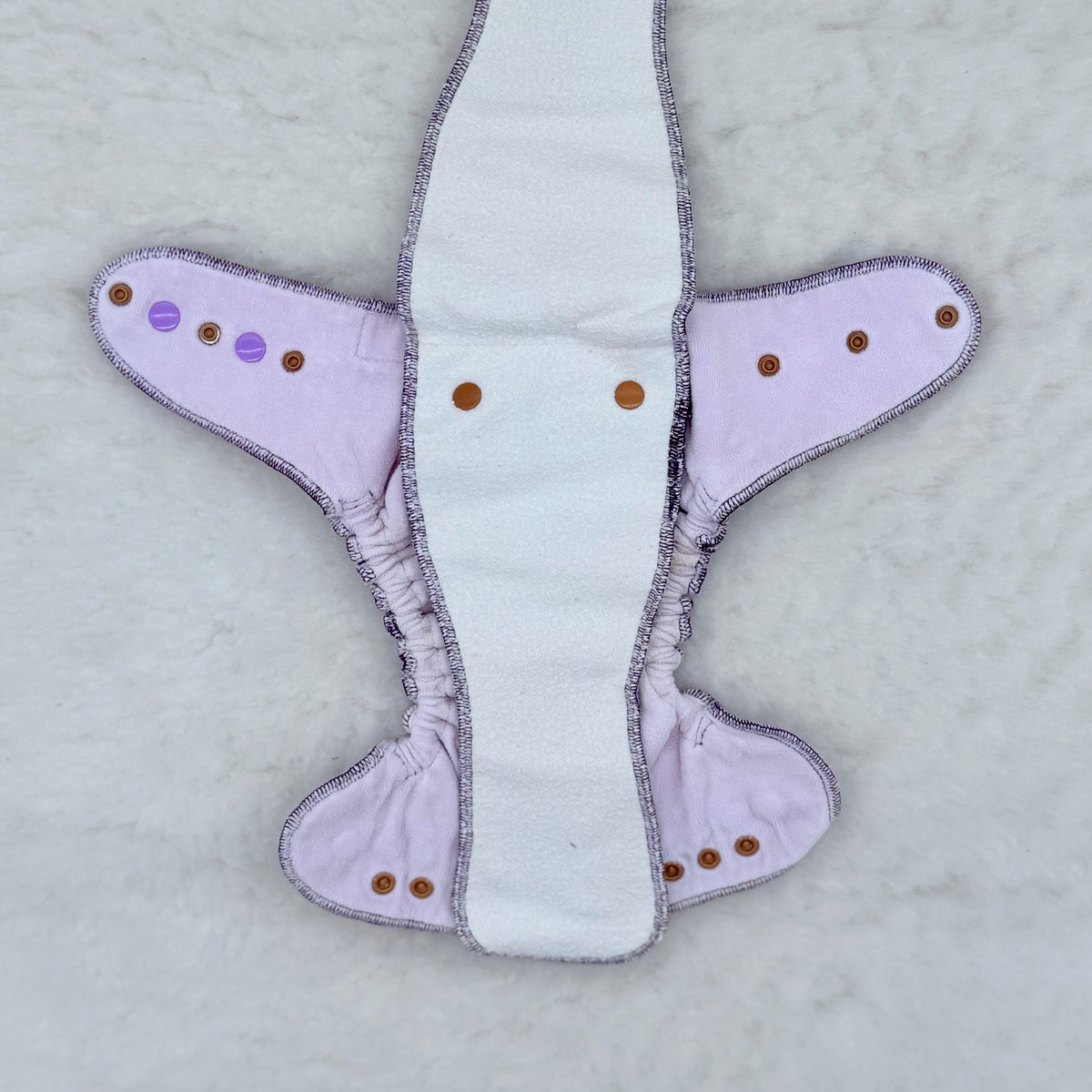 Purple Gold Foil Floral Fitted Cloth Diaper - Stained