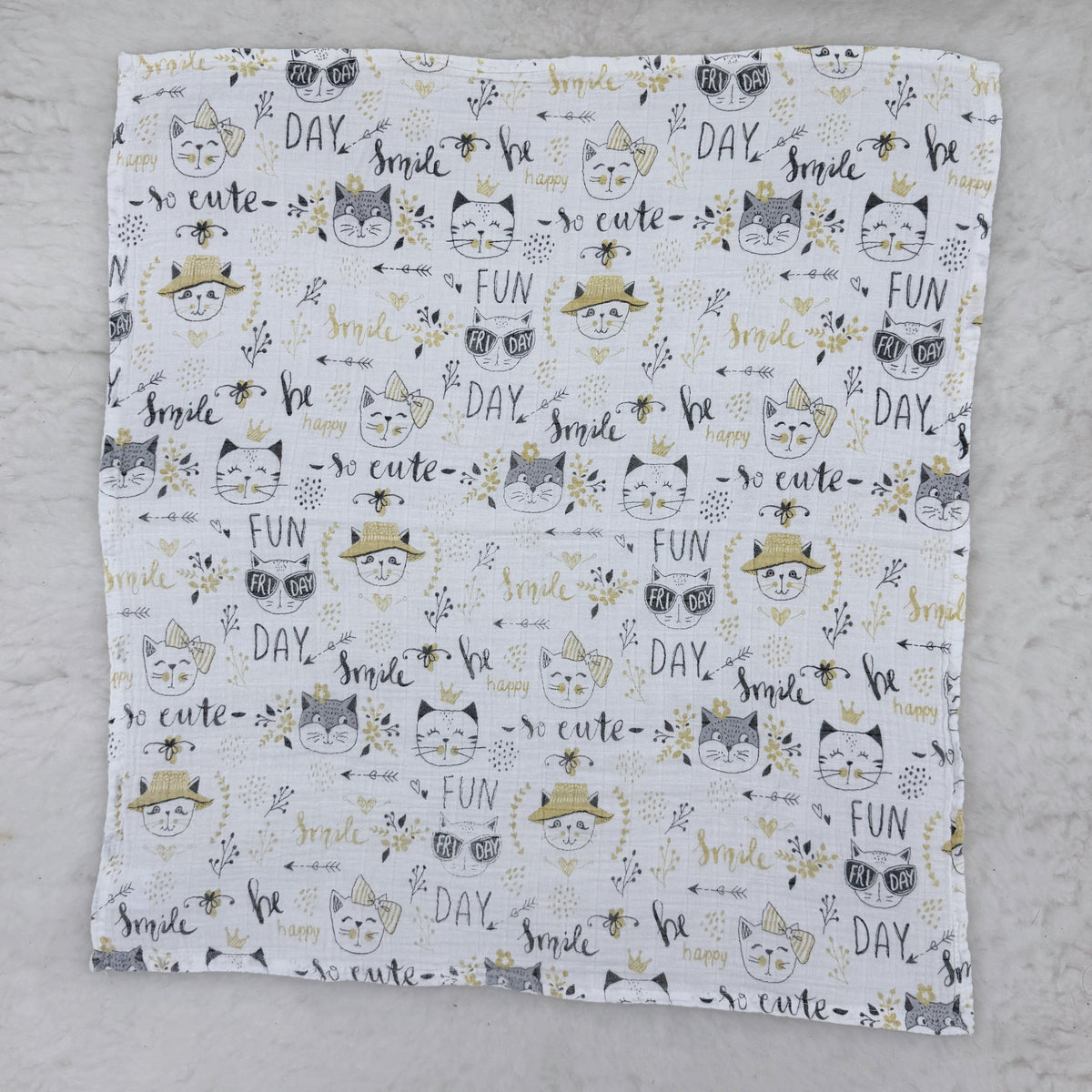 Two Busy Bums Cats Muslin Newborn Flat Cloth Diaper